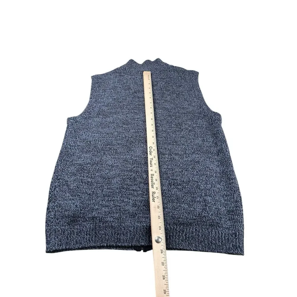 Emerald Isle Weaving Vest Mens Aran Full Zip Gilet Blue Wool Blend Sz Large
